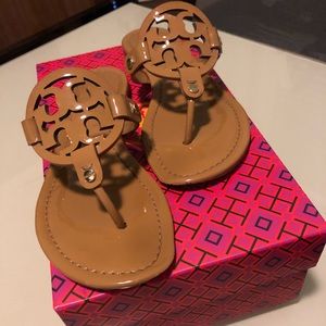 Tory Burch Miller Sandals Patent Sand